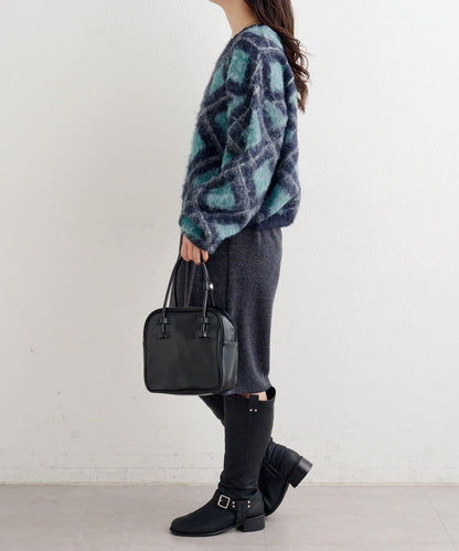 B 菱格針織套頭衫