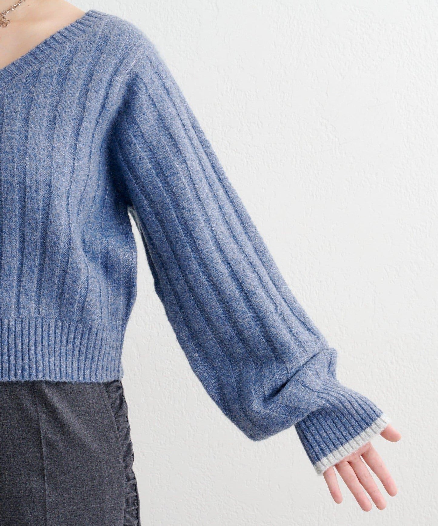 B 寬鬆羅紋針織套頭衫