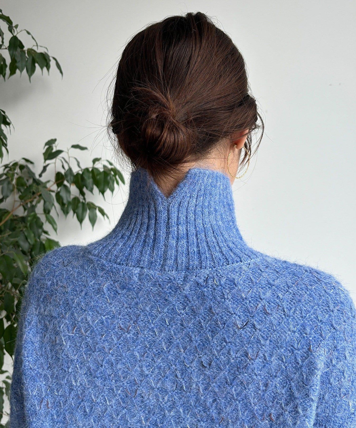 交叉編織高領長款針織衫