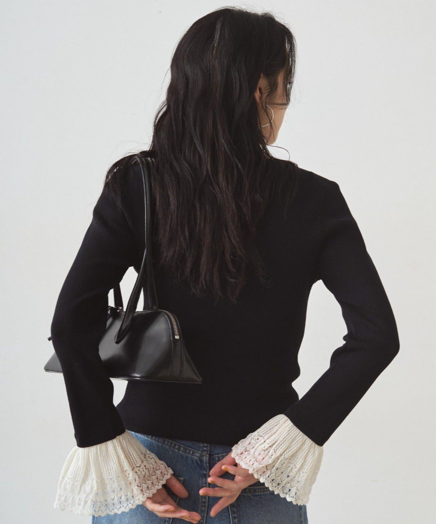 羅紋蕾絲針織套頭衫