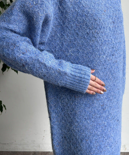 交叉編織高領長款針織衫