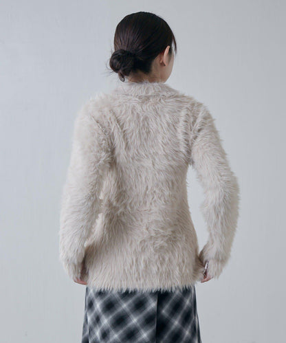 毛絨翻領針織開衫