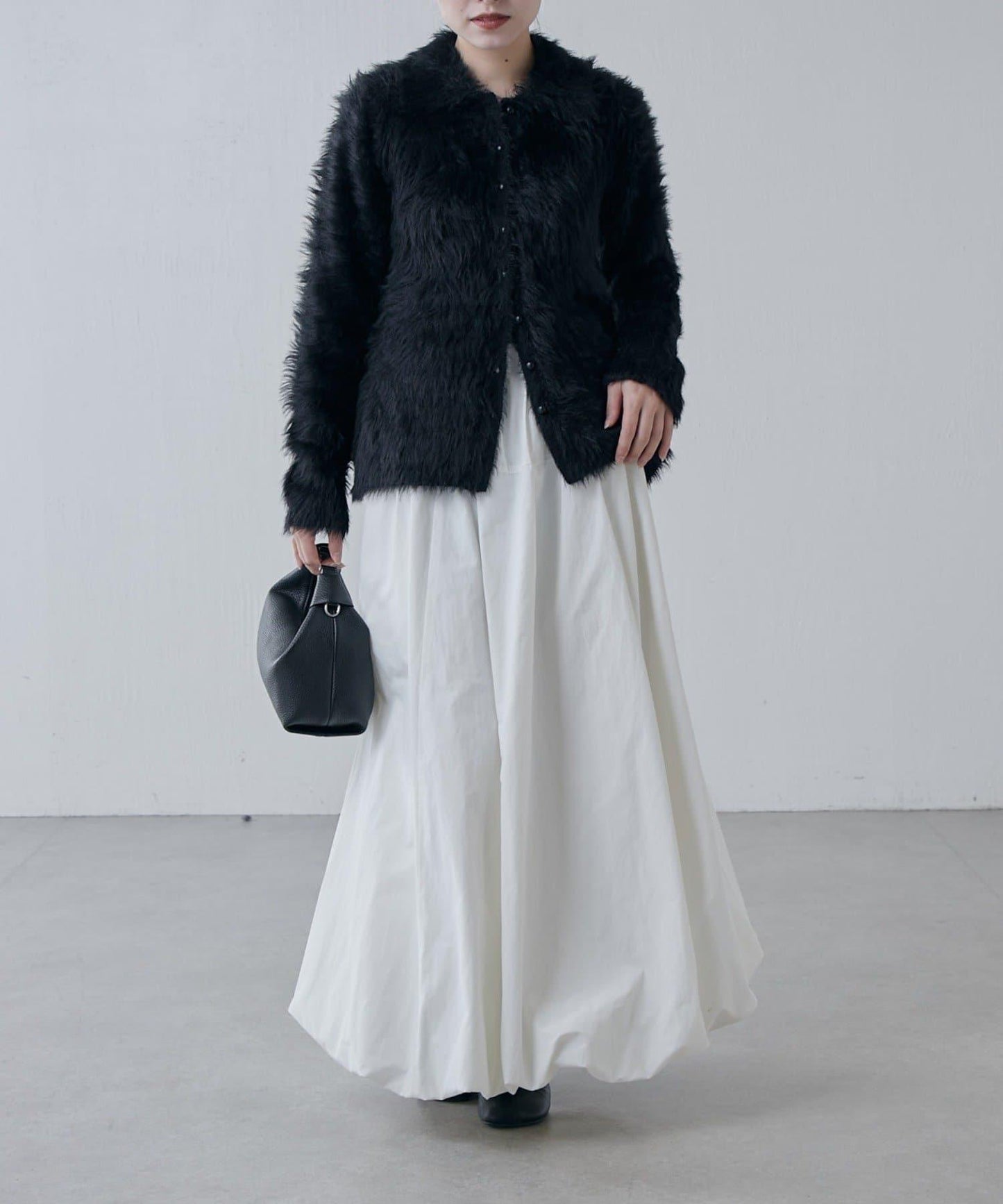 毛絨翻領針織開衫