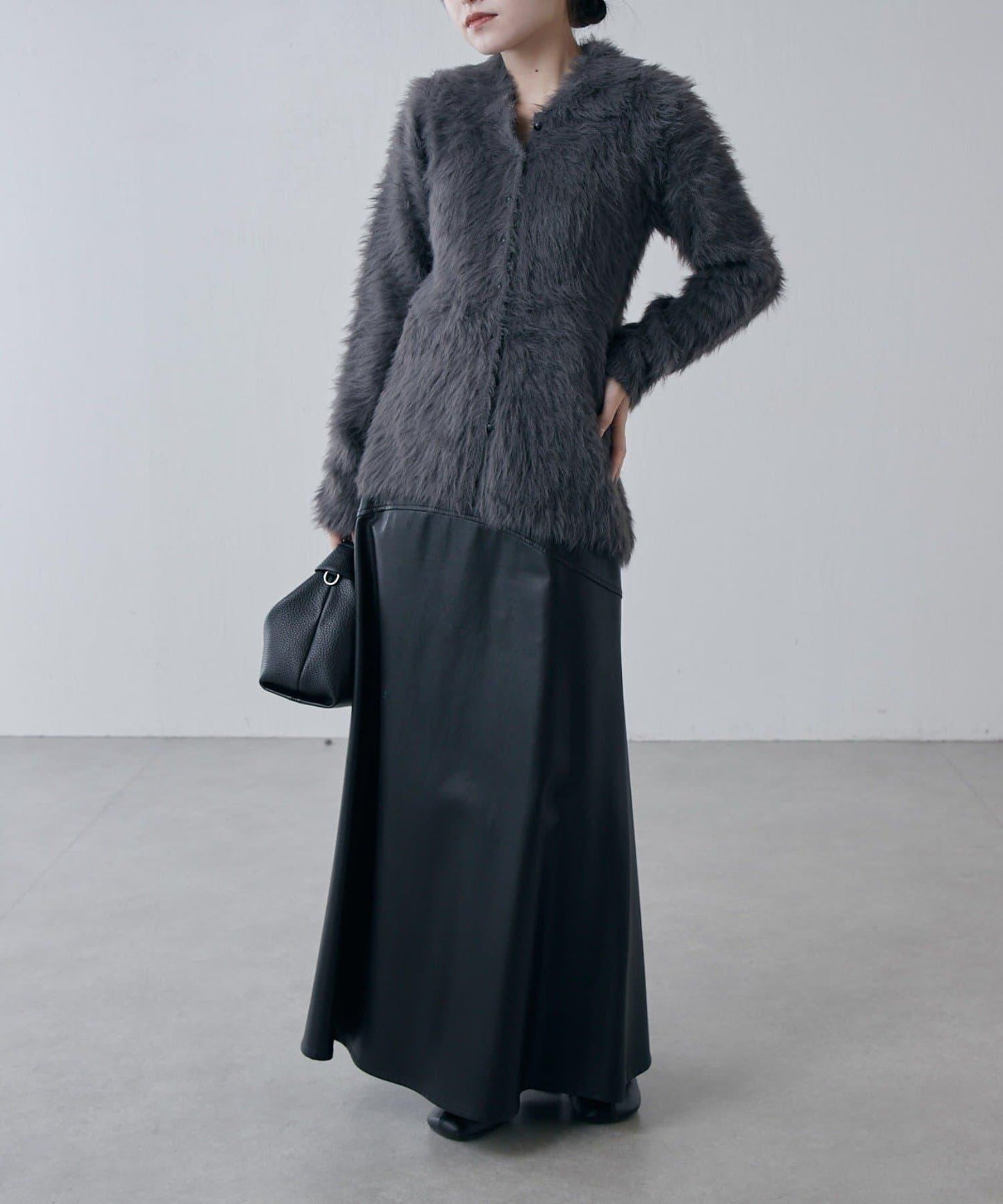 毛絨翻領針織開衫