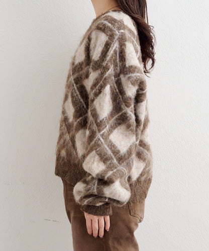 B 菱格針織套頭衫