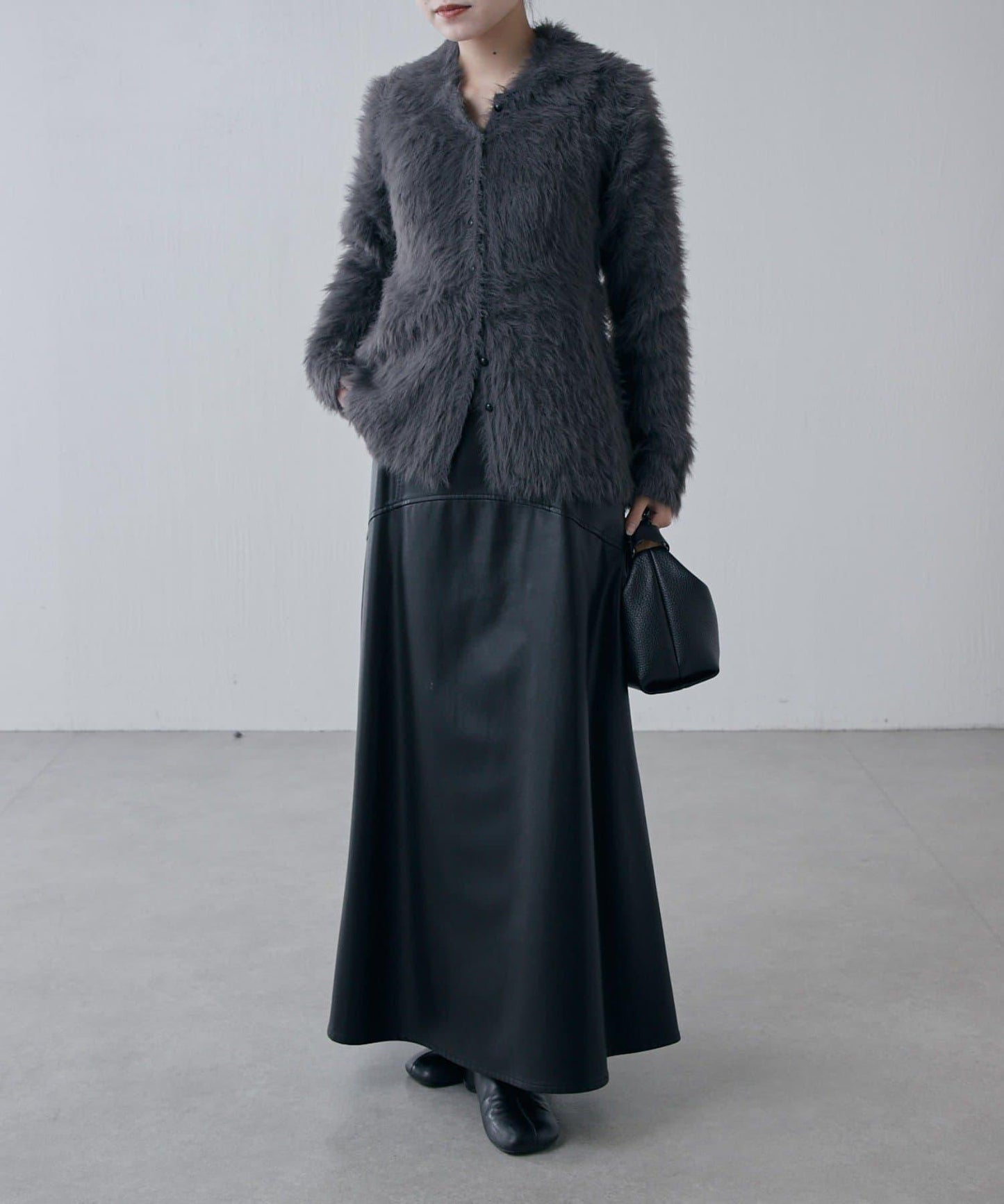 毛絨翻領針織開衫