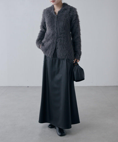 毛絨翻領針織開衫