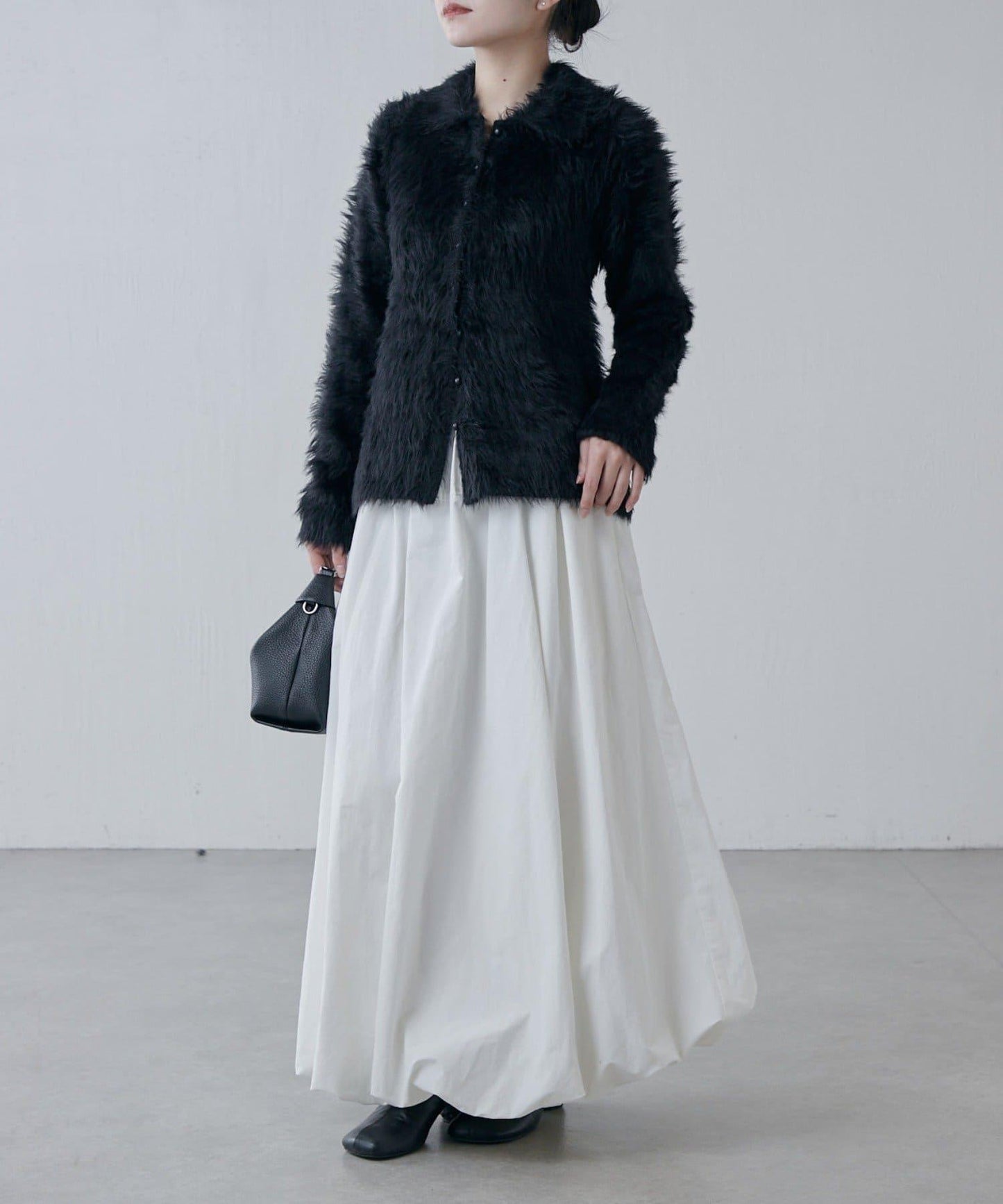 毛絨翻領針織開衫