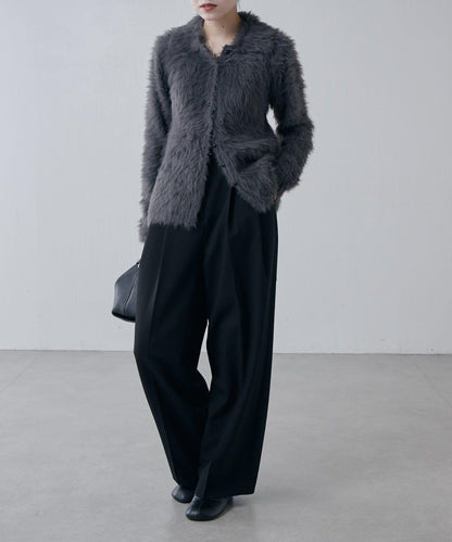 毛絨翻領針織開衫