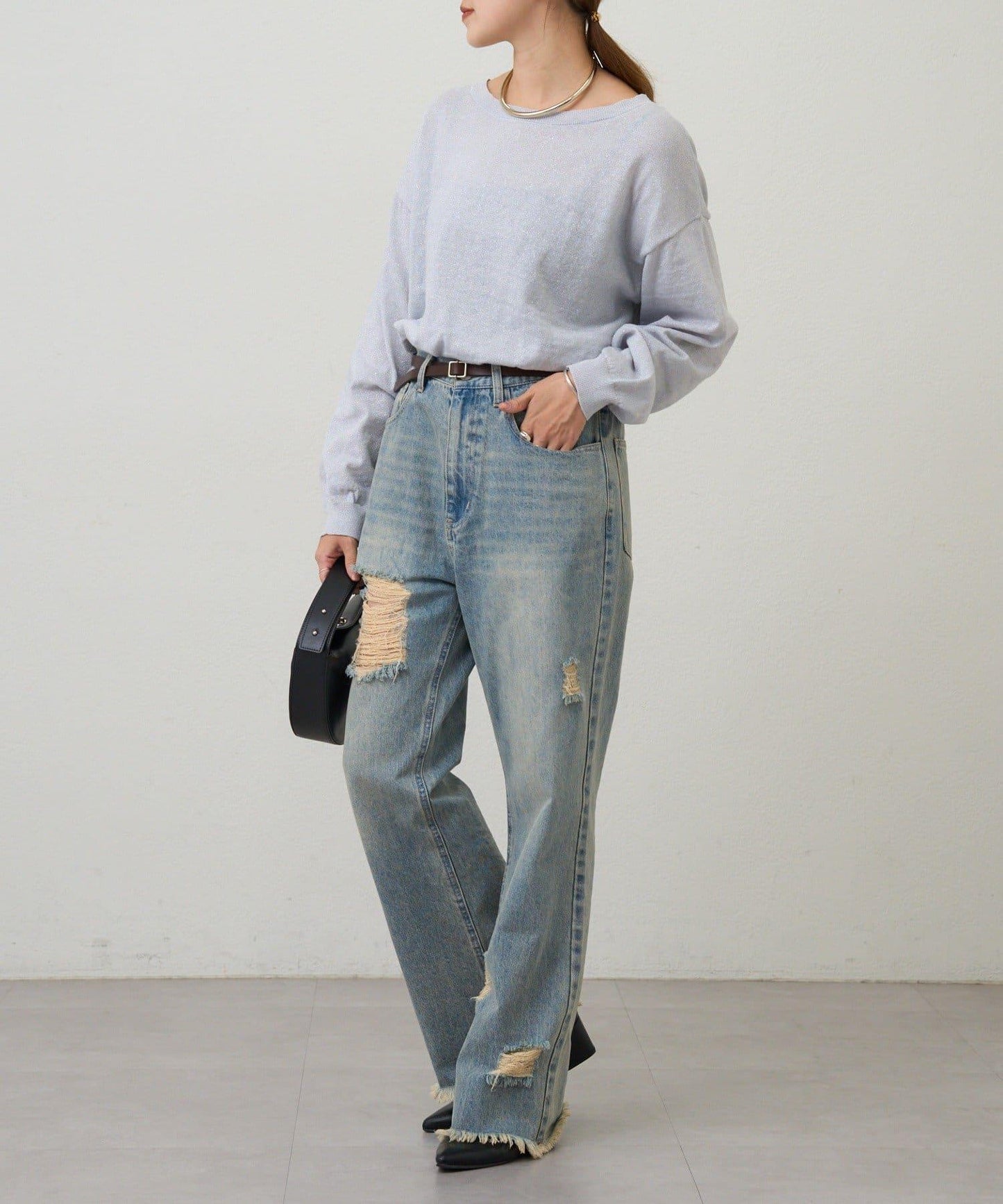 【26SS】亮絲寬鬆針織衫