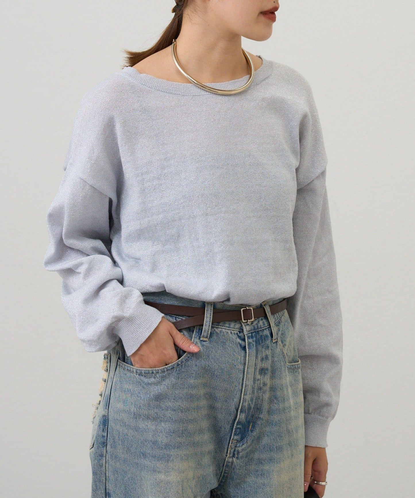 【26SS】亮絲寬鬆針織衫