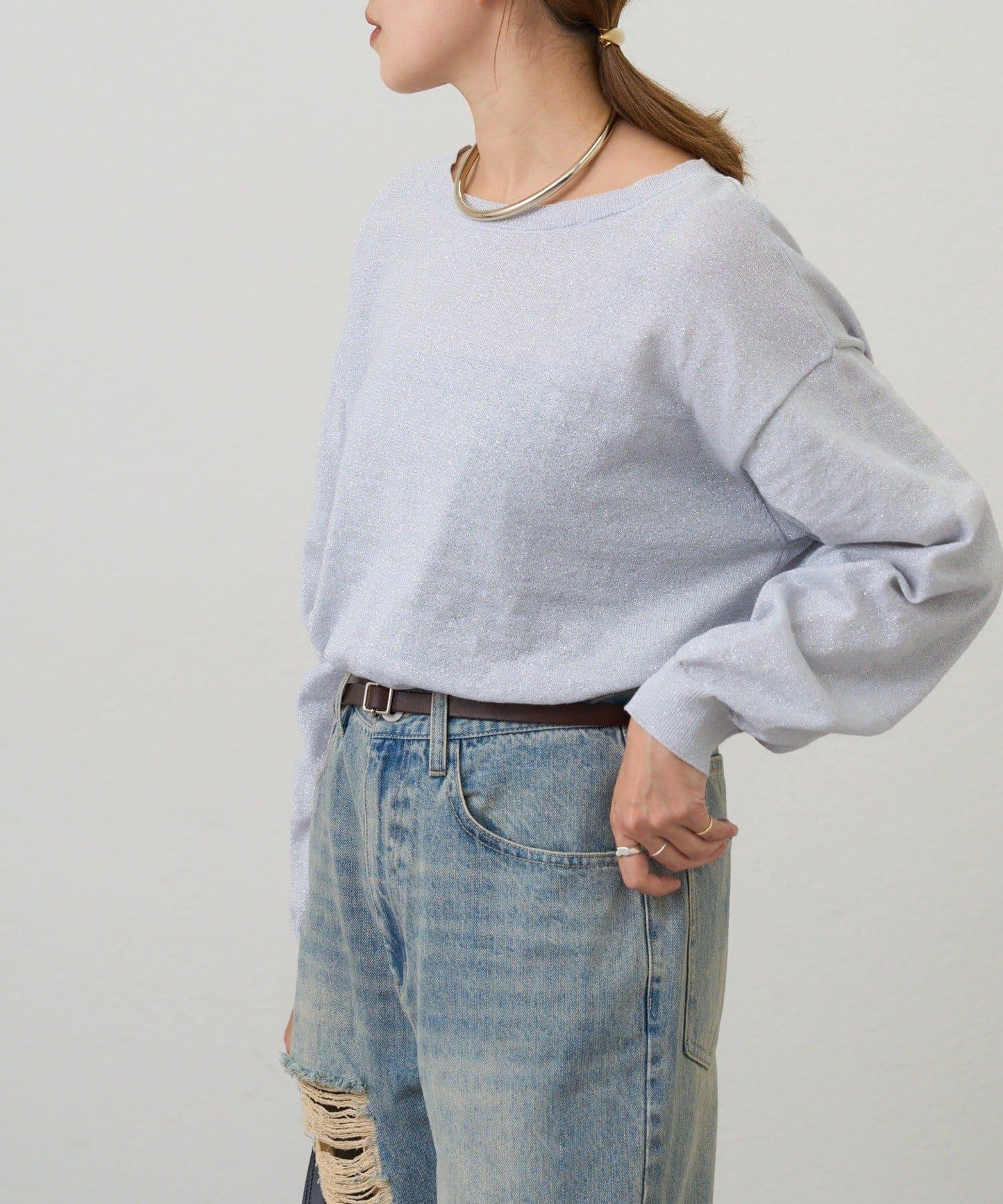 【26SS】亮絲寬鬆針織衫