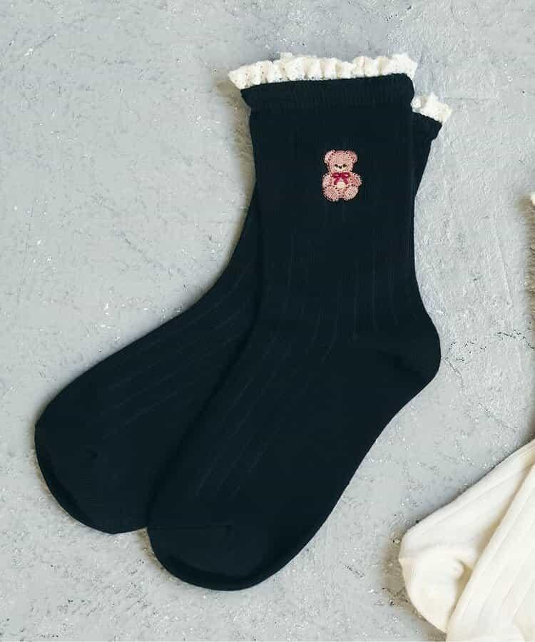 tiny bear 蕾絲花邊襪