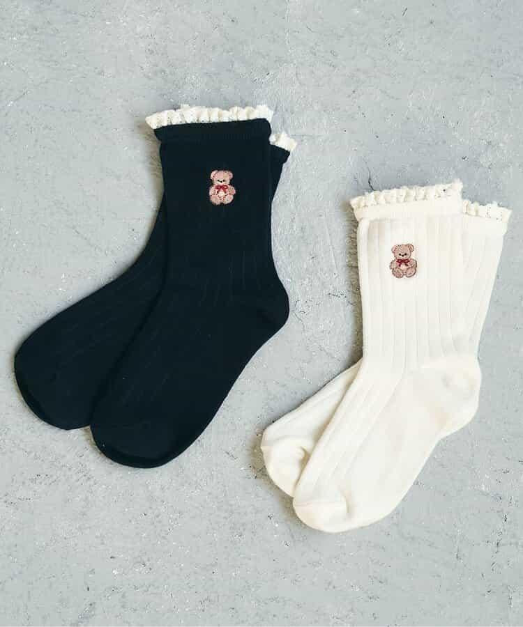 tiny bear 蕾絲花邊襪