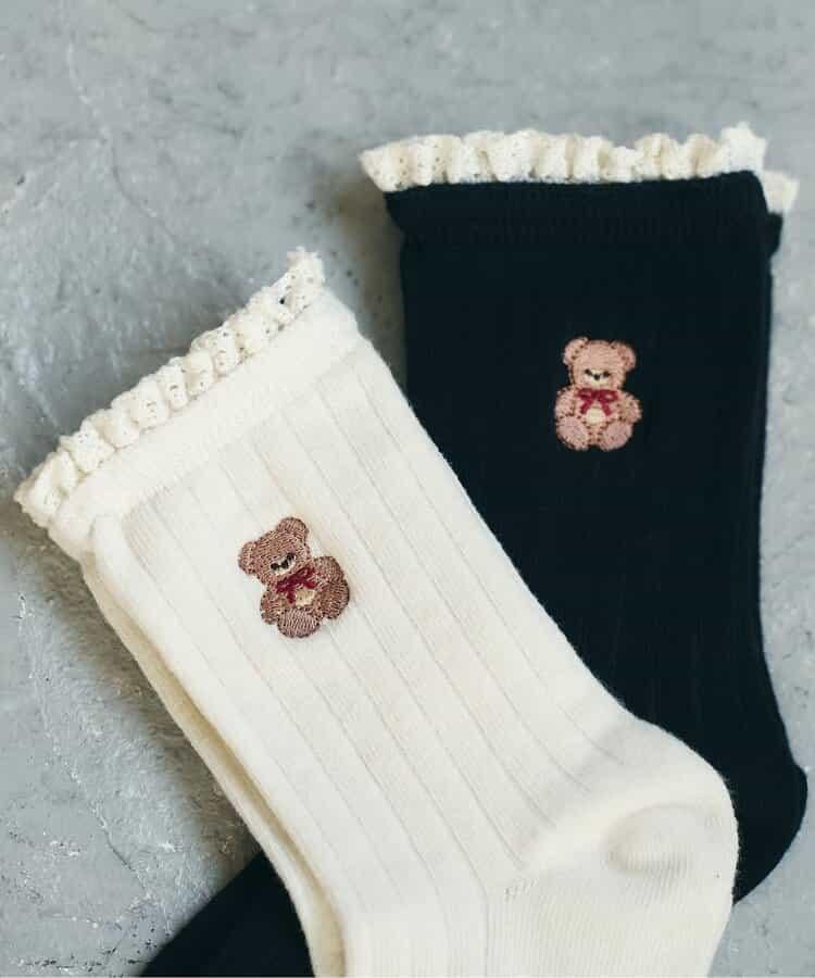 tiny bear 蕾絲花邊襪
