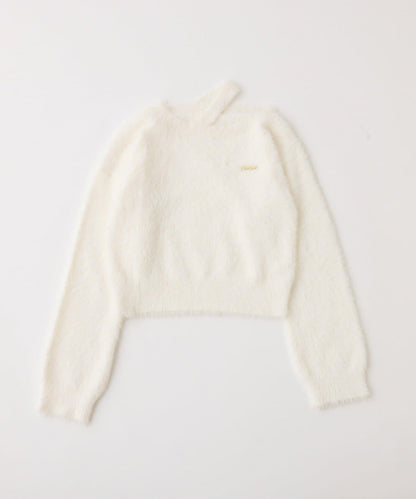 帶飾牌羽毛針織衫