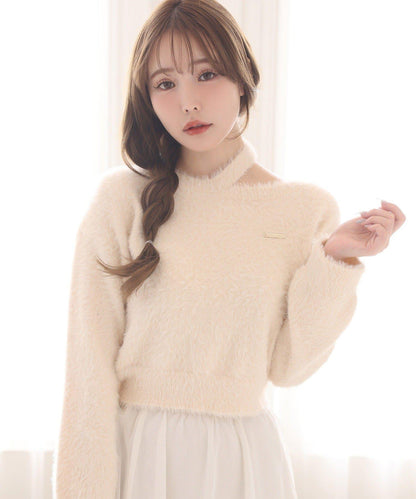 帶飾牌羽毛針織衫