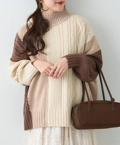 【NAO】拼色手工縫線套頭衫