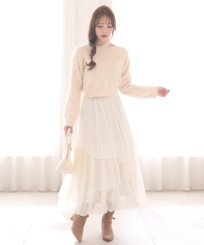 帶飾牌羽毛針織衫