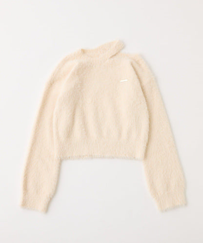 帶飾牌羽毛針織衫