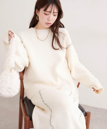 荷葉邊裝飾針織套頭衫