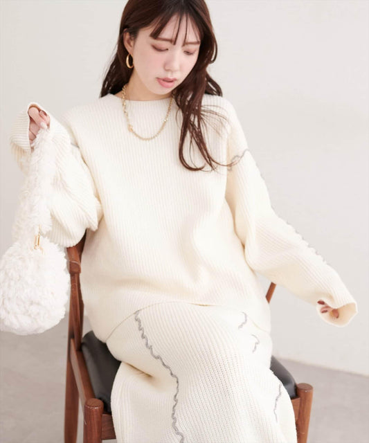 荷葉邊裝飾針織套頭衫