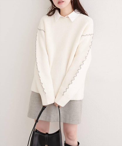 荷葉邊裝飾針織套頭衫