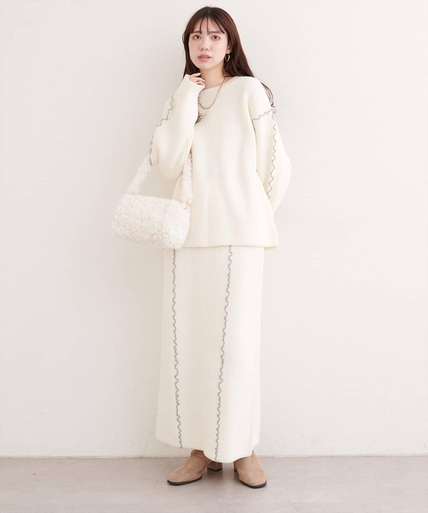 荷葉邊裝飾針織套頭衫