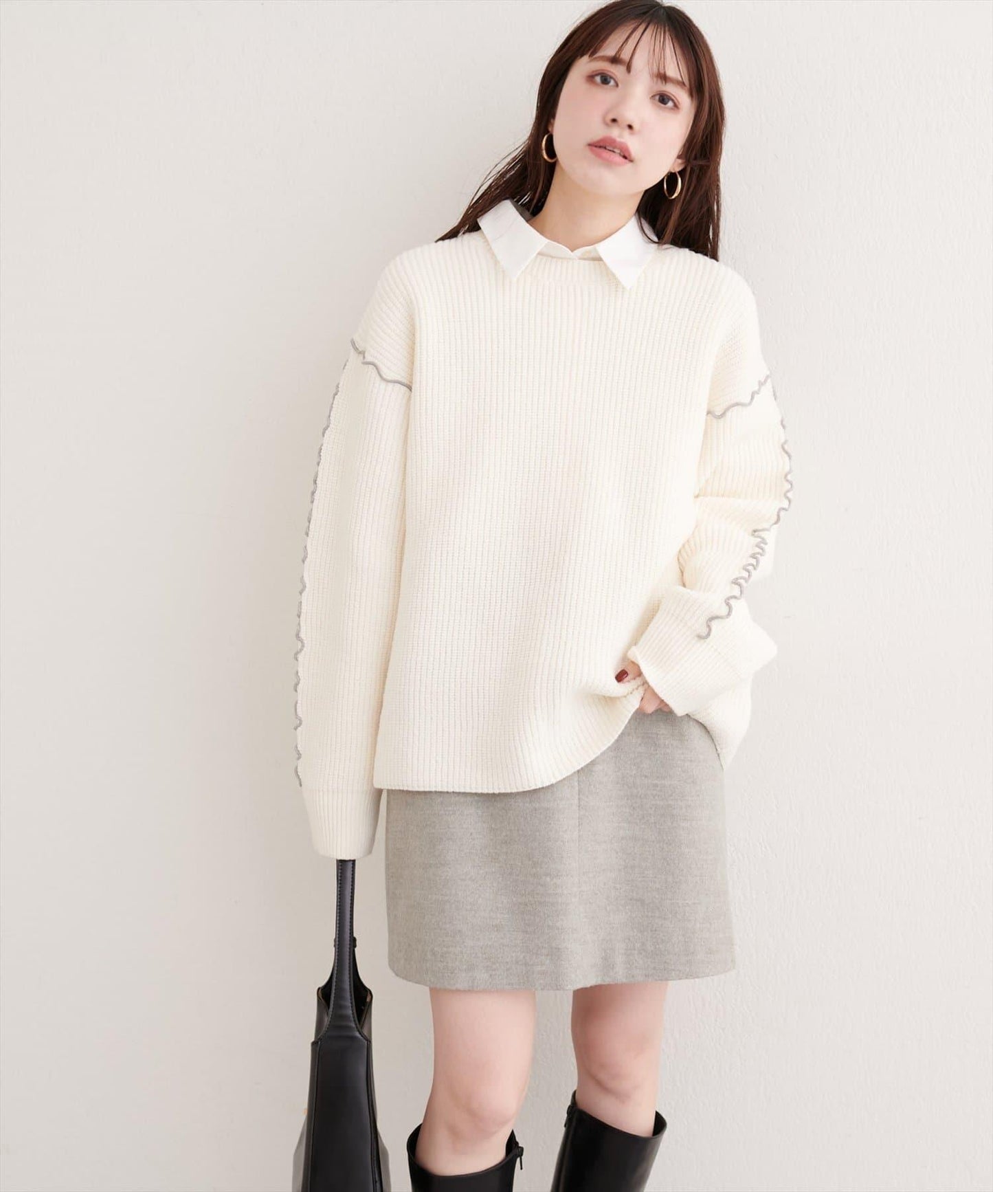 荷葉邊裝飾針織套頭衫