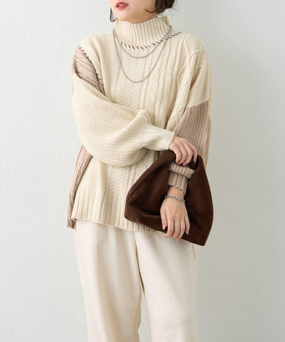 【NAO】拼色手工縫線套頭衫