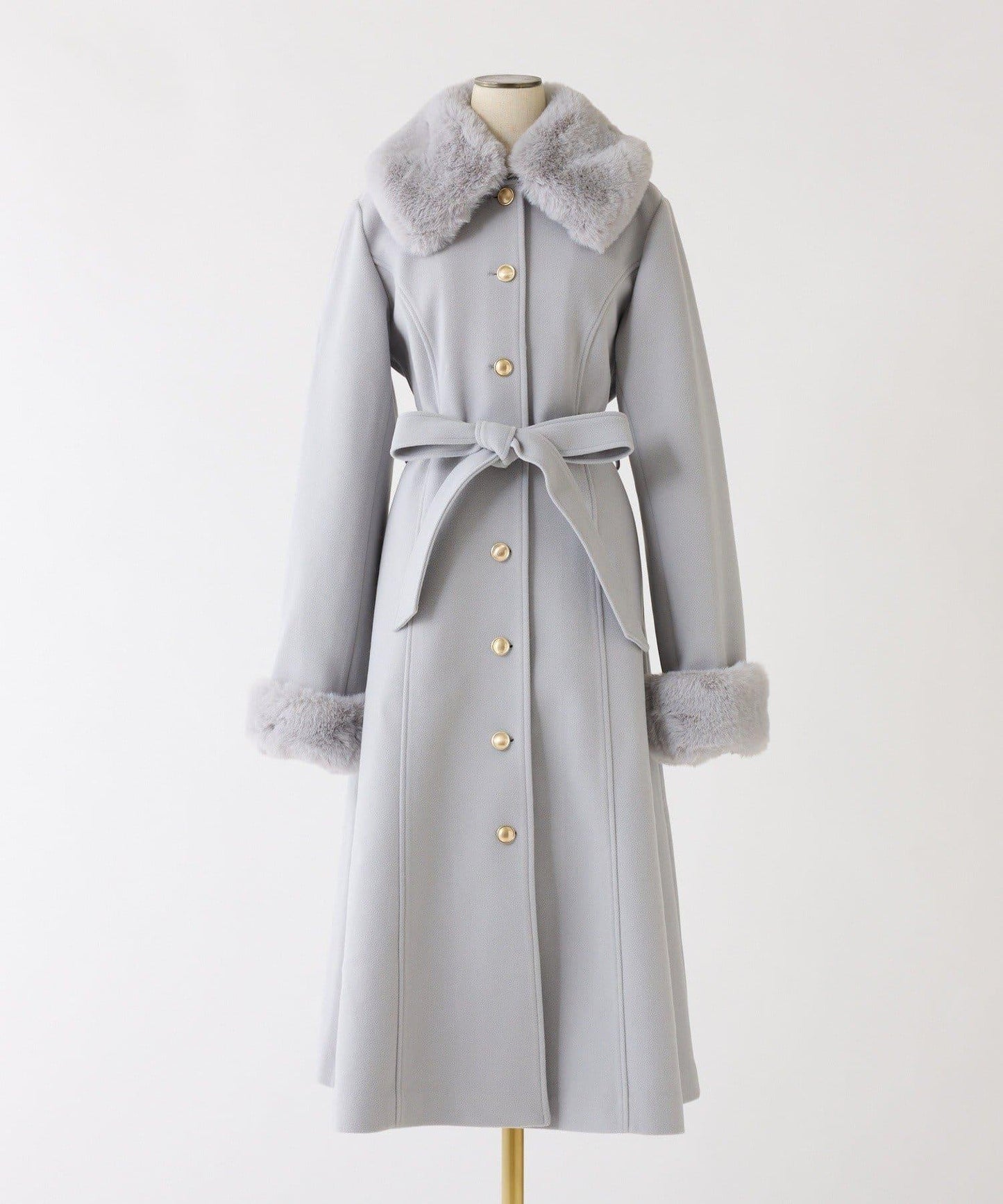 【有尺碼可選】毛領/毛袖多功能蝴蝶結長款大衣