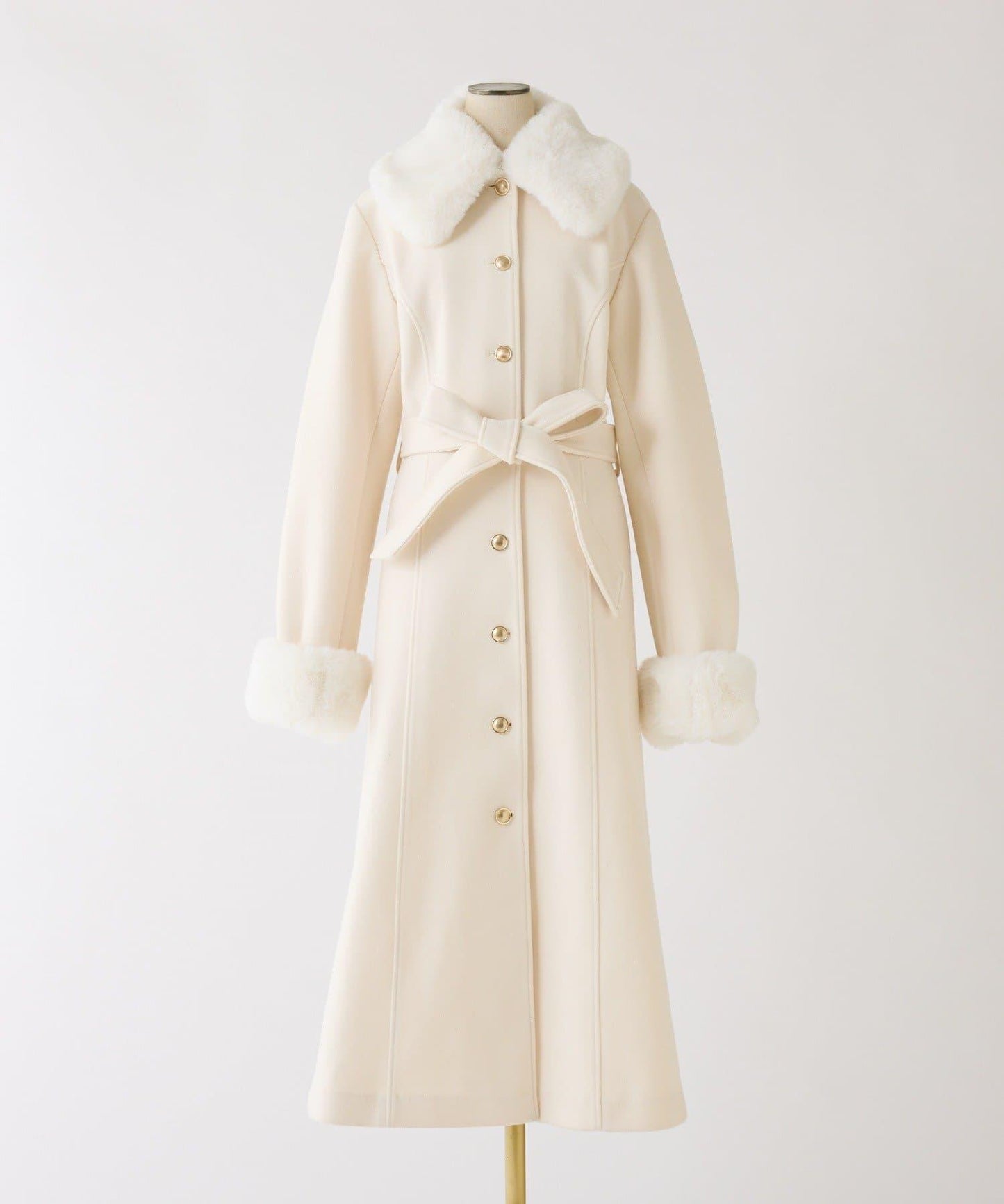 【有尺碼可選】毛領/毛袖多功能蝴蝶結長款大衣