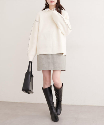 荷葉邊裝飾針織套頭衫