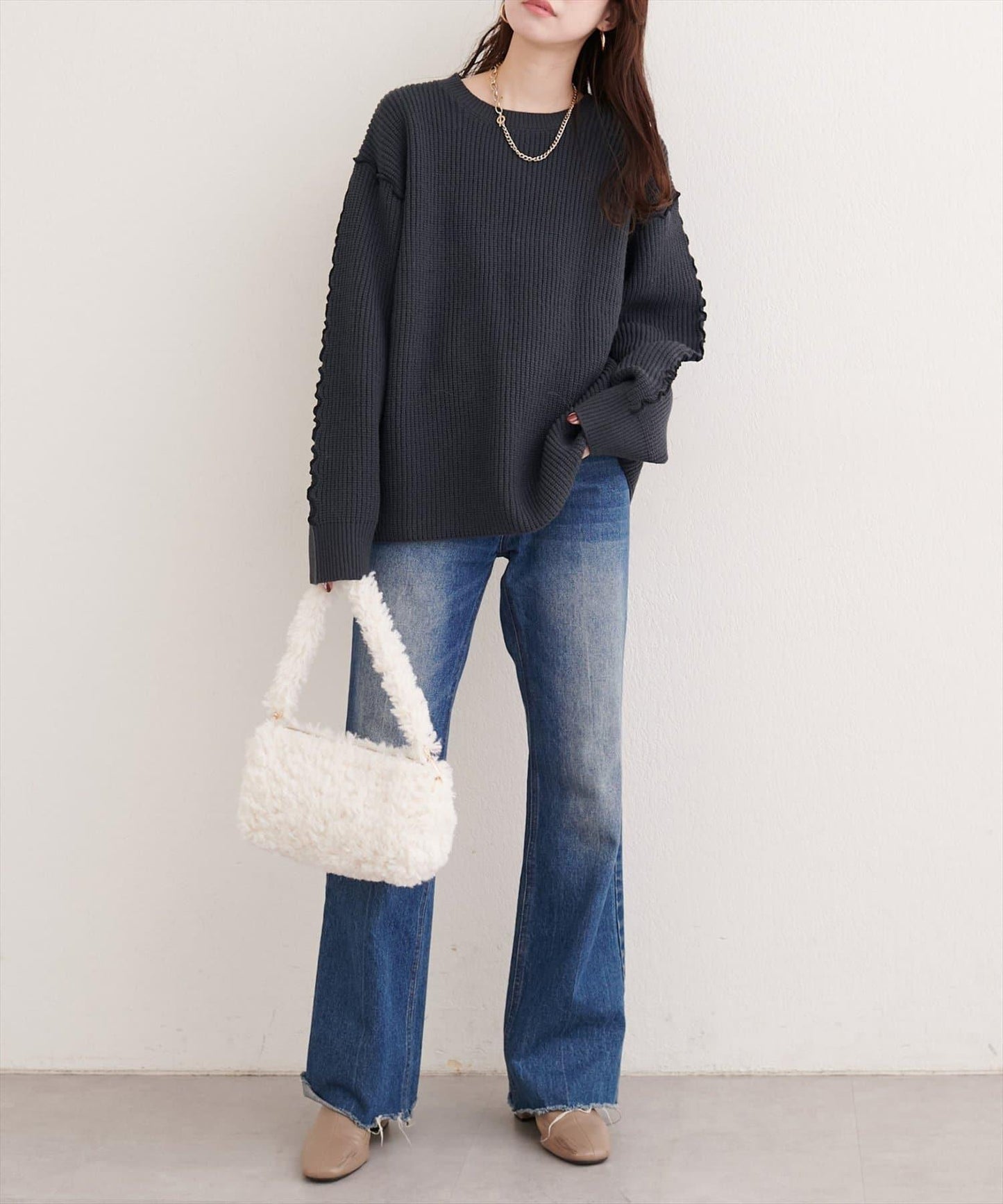 荷葉邊裝飾針織套頭衫