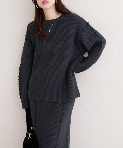 荷葉邊裝飾針織套頭衫