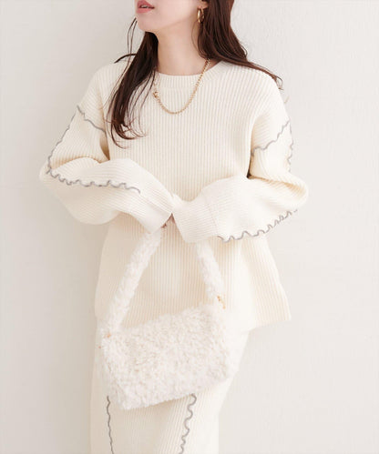 荷葉邊裝飾針織套頭衫