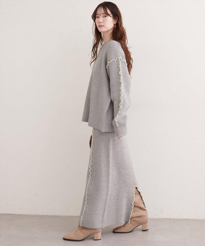 荷葉邊裝飾針織套頭衫