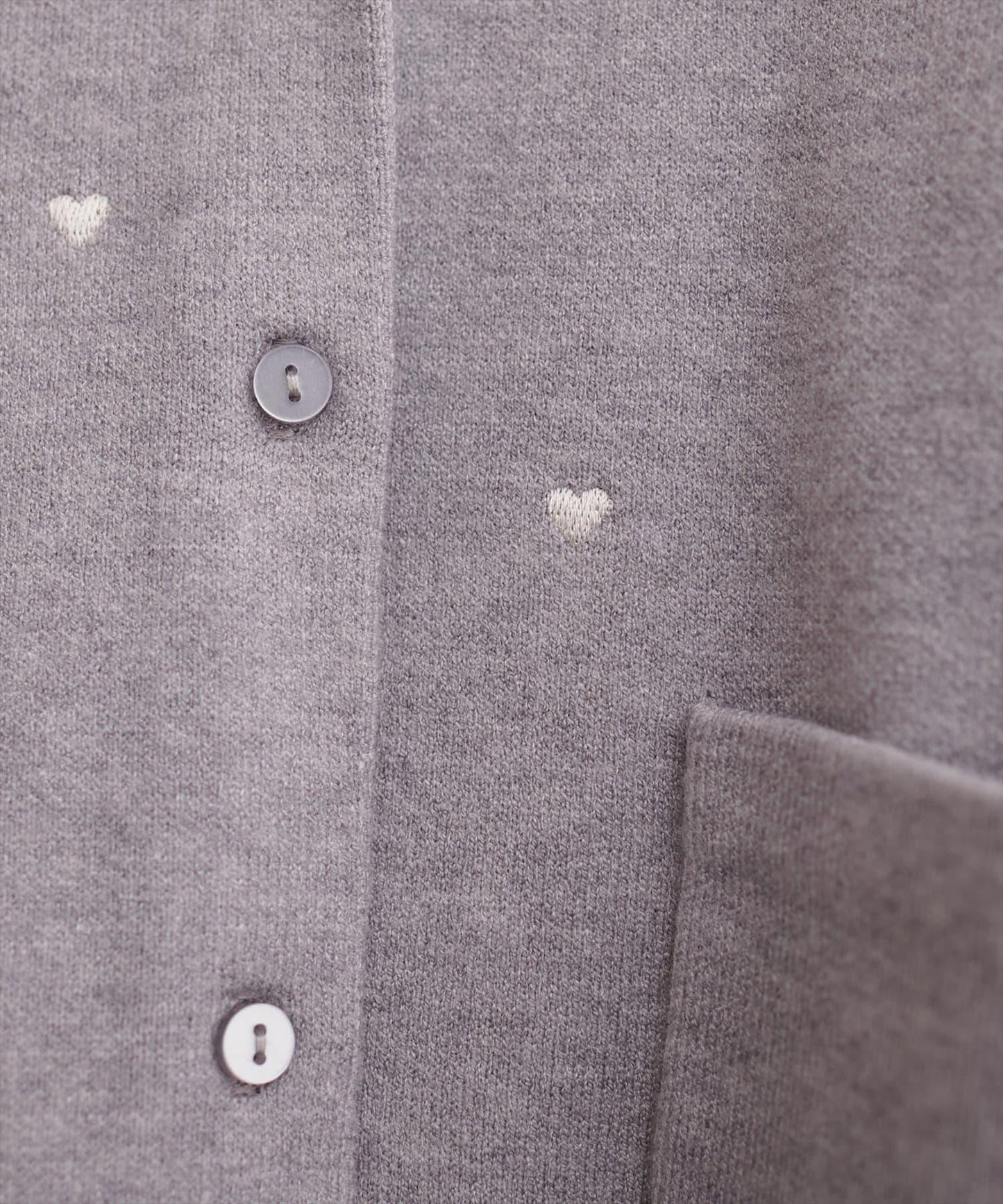 愛心刺繡帶口袋開衫