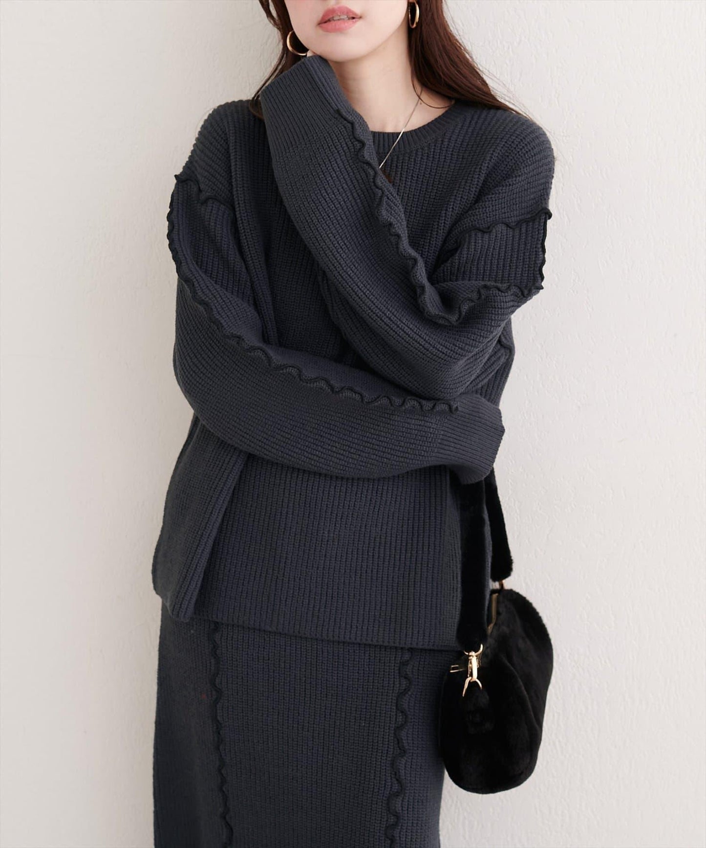 荷葉邊裝飾針織套頭衫
