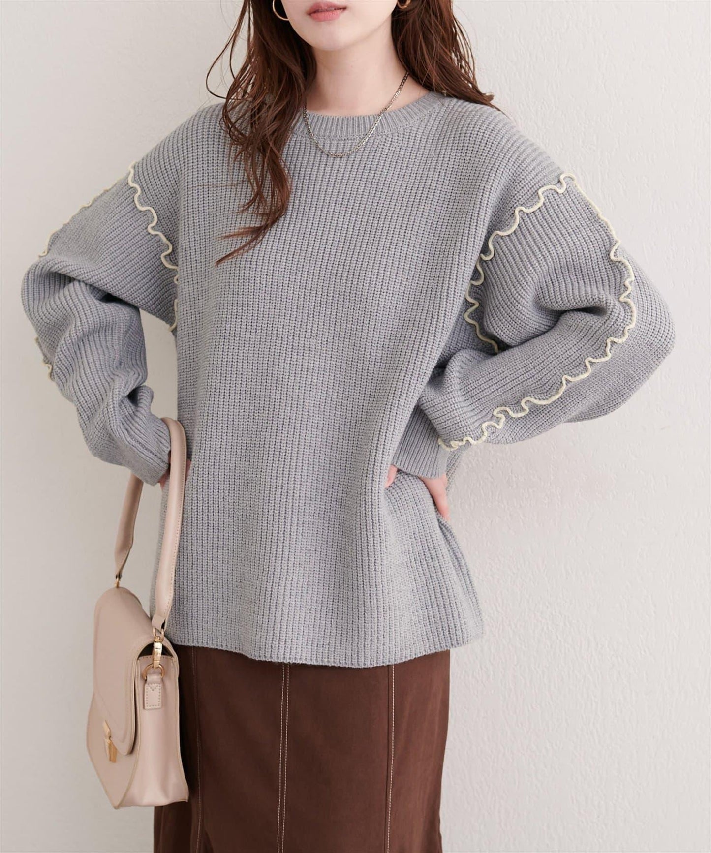 荷葉邊裝飾針織套頭衫