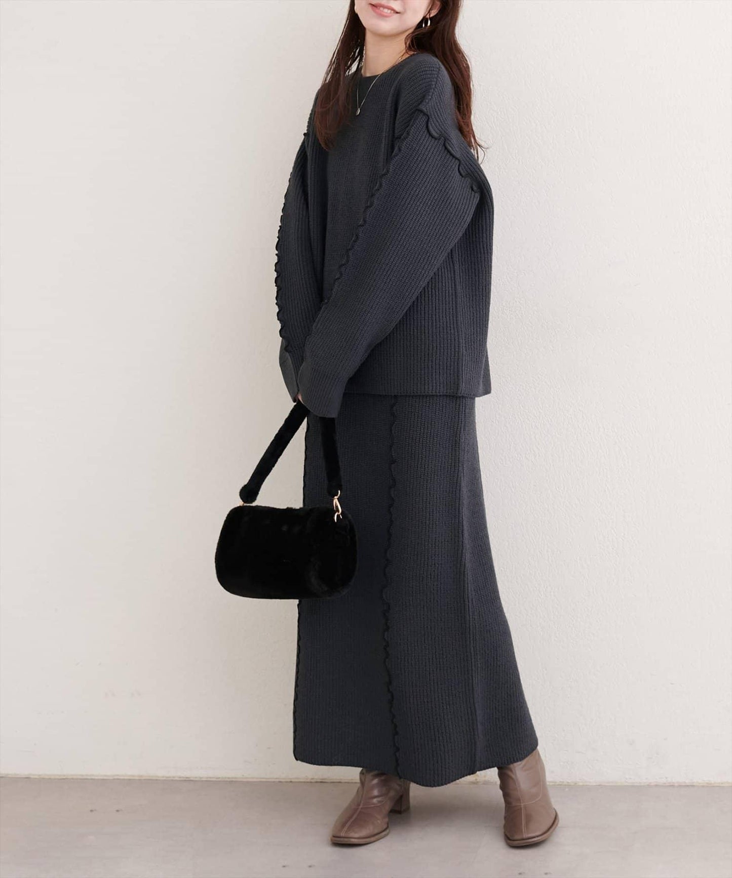 荷葉邊裝飾針織套頭衫