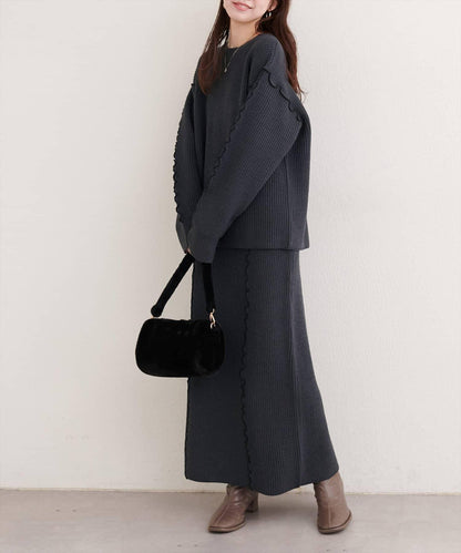 荷葉邊裝飾針織套頭衫
