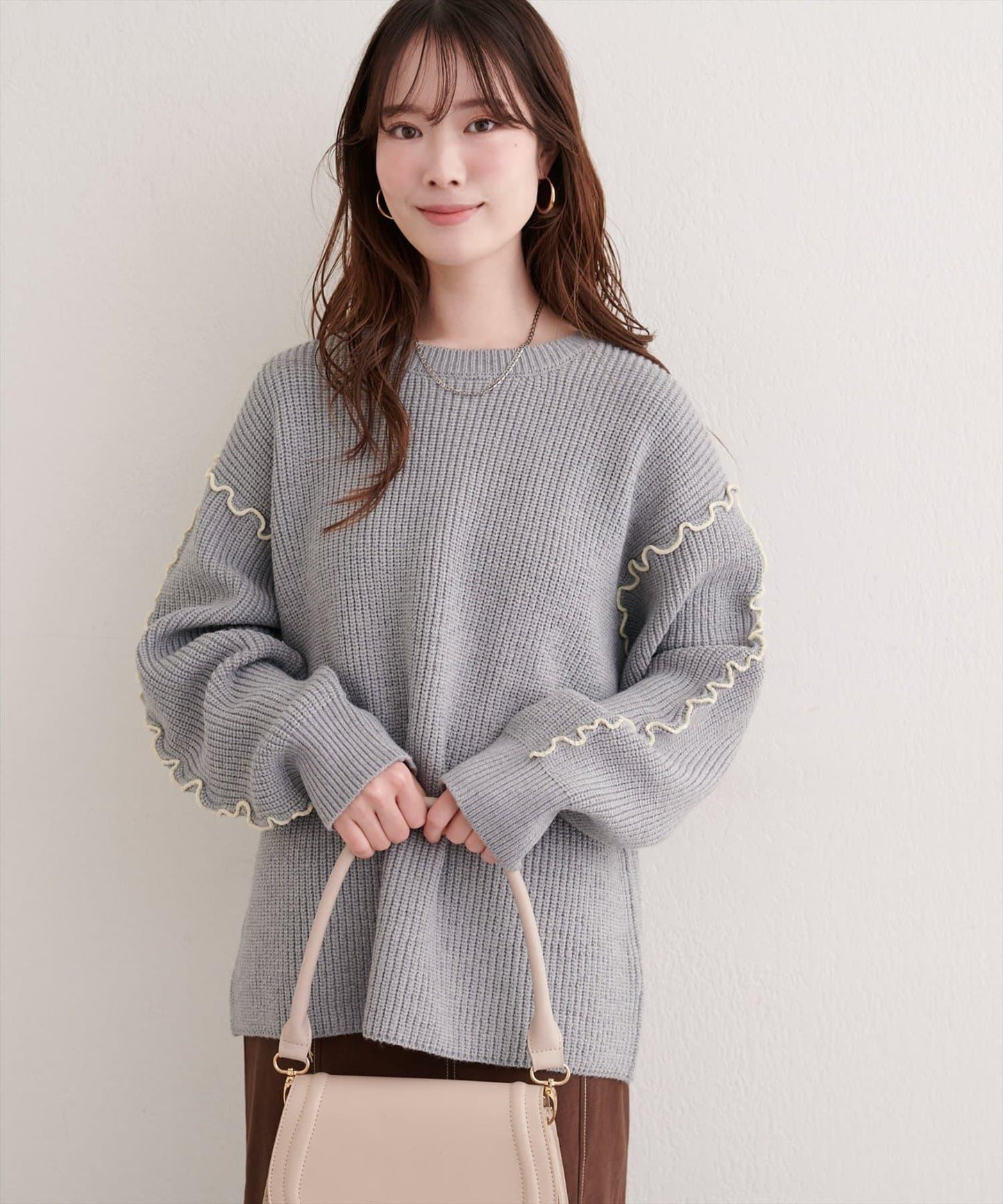 荷葉邊裝飾針織套頭衫