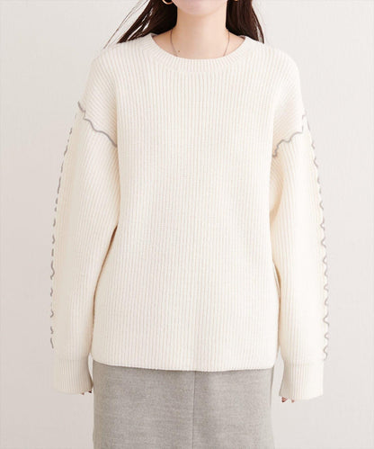 荷葉邊裝飾針織套頭衫