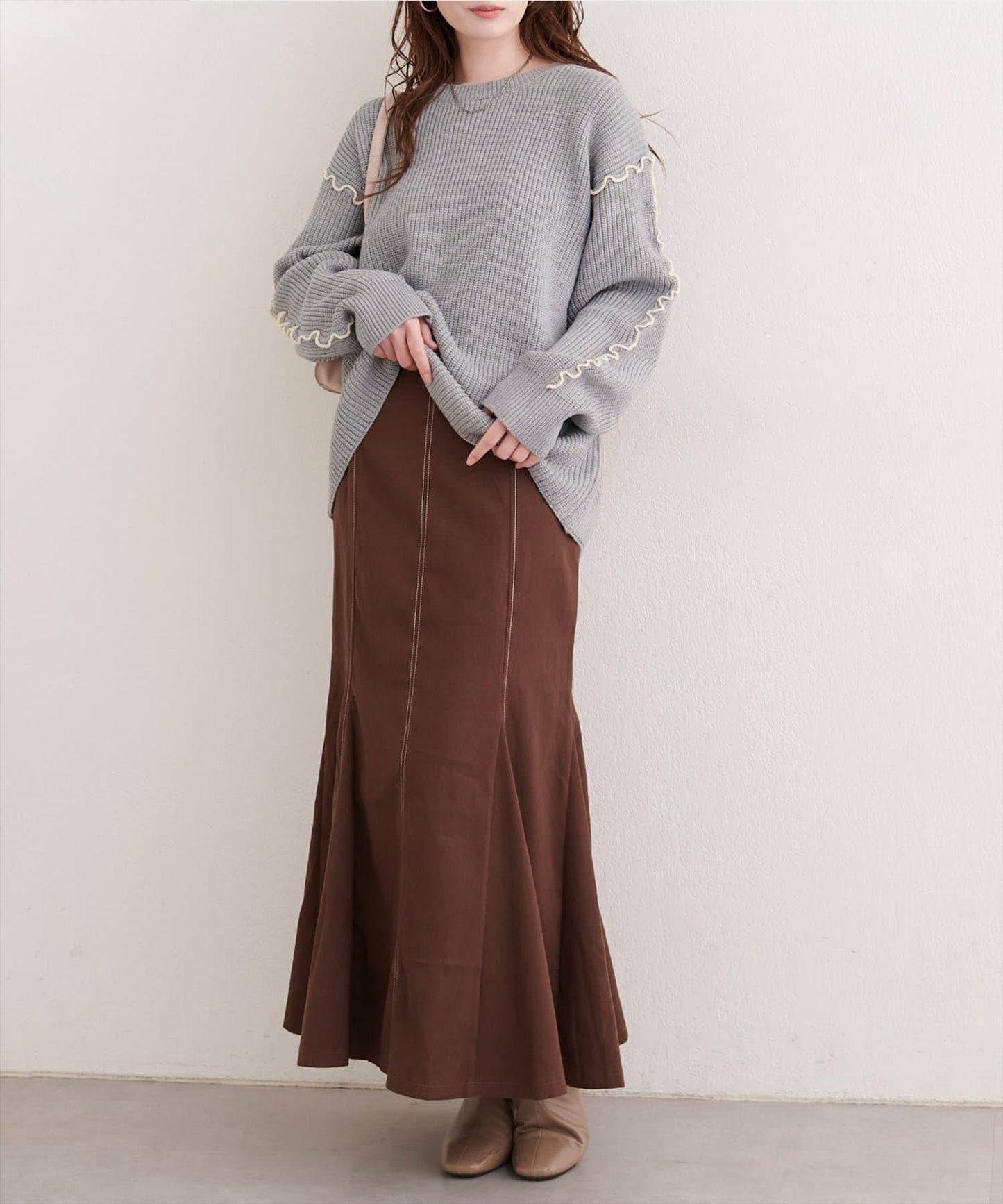 荷葉邊裝飾針織套頭衫