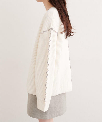荷葉邊裝飾針織套頭衫