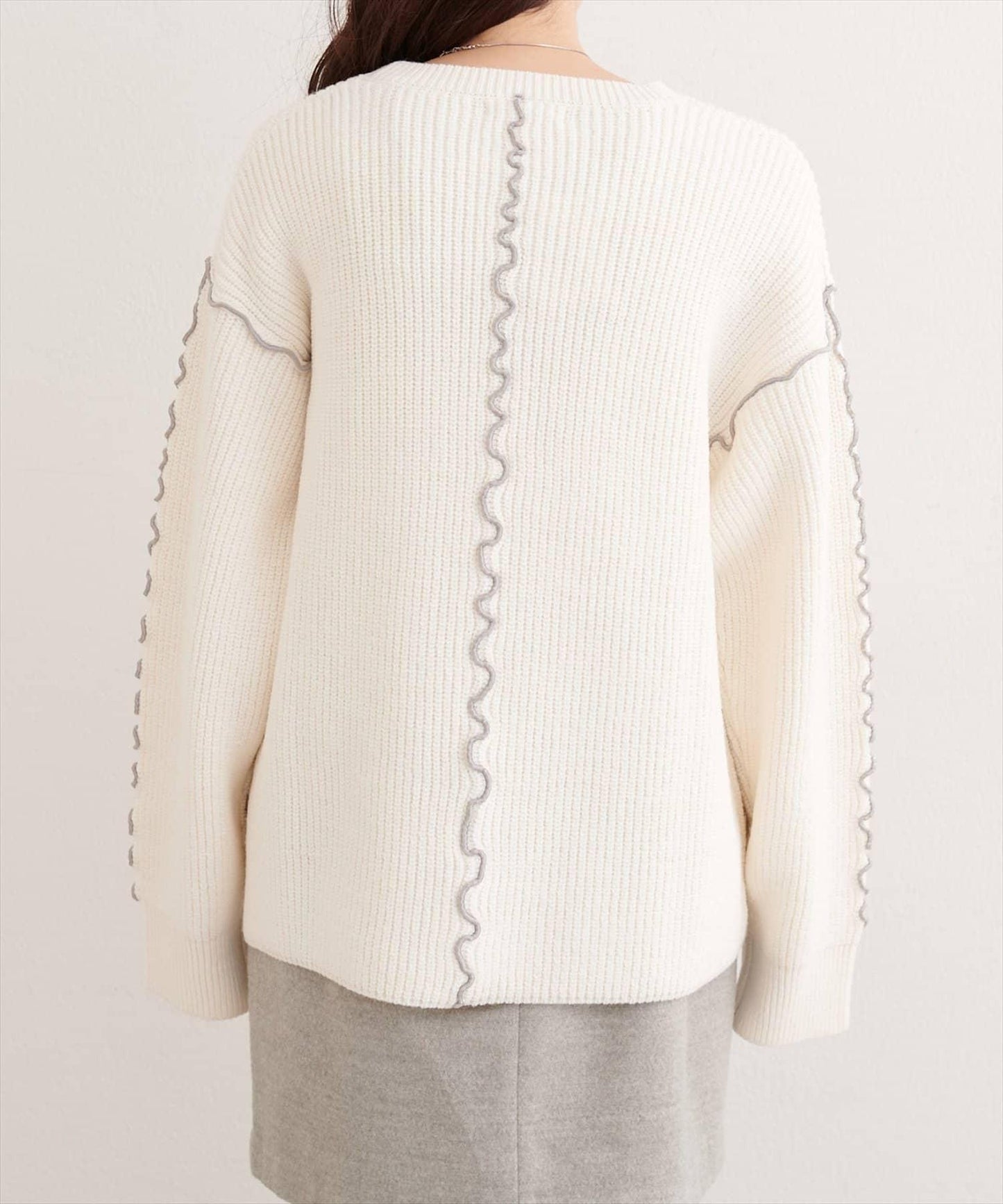 荷葉邊裝飾針織套頭衫