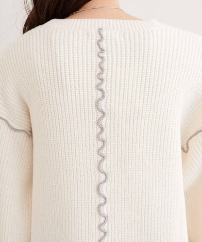 荷葉邊裝飾針織套頭衫