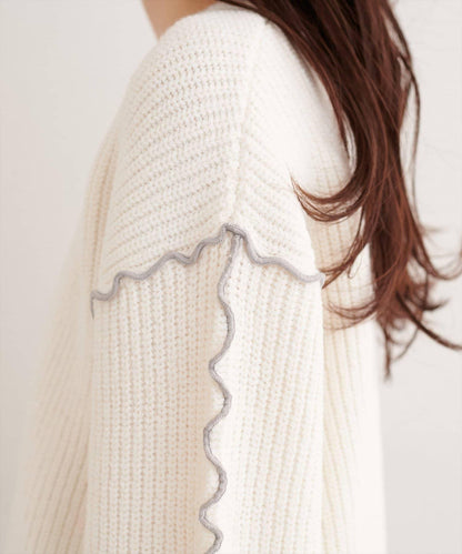 荷葉邊裝飾針織套頭衫