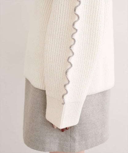 荷葉邊裝飾針織套頭衫